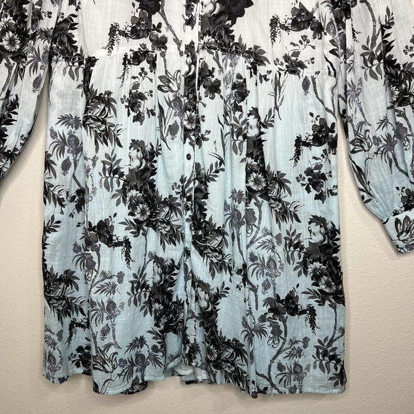 Anthropologie Lavinia White Blue Floral Embroidered Long Sleeve Shirtdress NWT - Picture 8 of 16